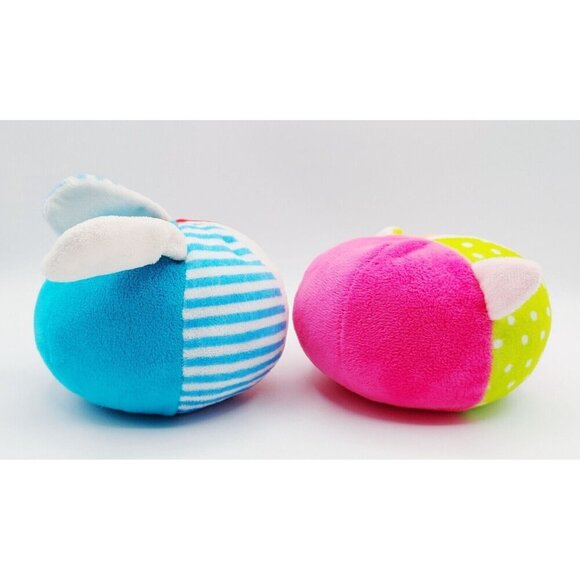 Gitzy Baby Round Plush Cow & Bunny Rattle Stuffed Animal Toy 4.5" Tall - Picture 2 of 6